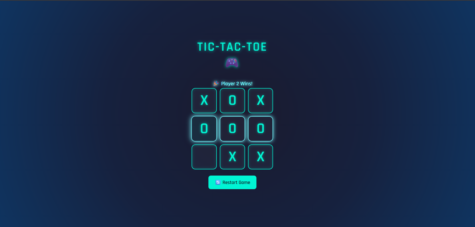 Tic Tac Toe Project Screenshot